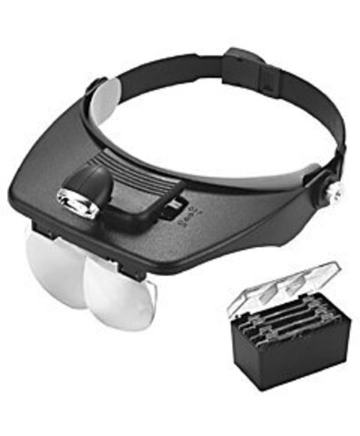 Лупа налобная с подсветкой 4 сменных стекла (1LED) MG-81001-F Magnifier