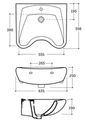 Раковина хирургическая подвесная керамическая с креплением