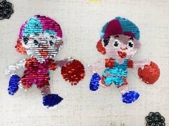 Аппликация пришивная двухсторонняя с пайетками, р. 21,5х18 см