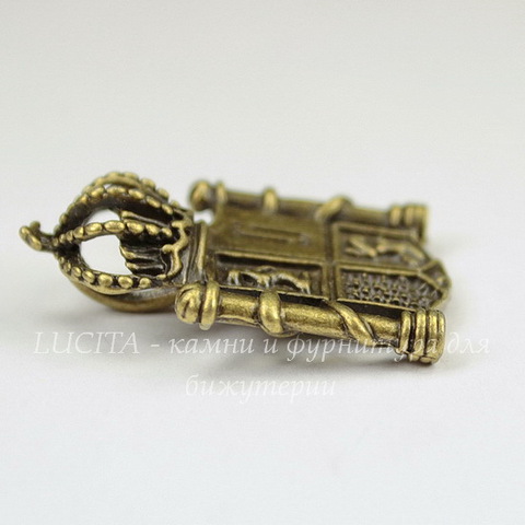 Подвеска "Герб" (цвет - античная бронза) 36х27 мм