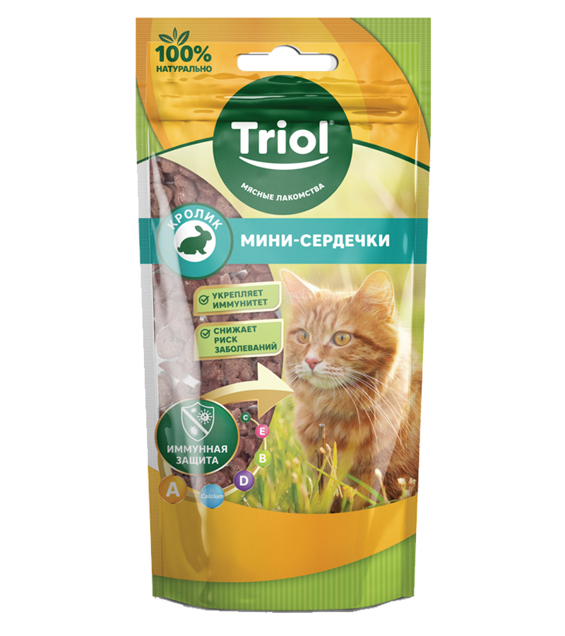 Лакомство для кошек «Мини-сердечки из кролика», 40гр, Triol