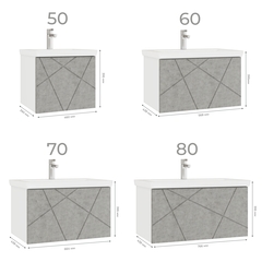 Тумба под раковину Geometry 600-0-1 (Como) навесная бетон