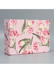 Коробка самосборная одиночная Прямоугольник, «Цветы», 30,5*22*9,5 см, 1 шт.