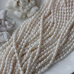 Жемчуг натуральный речной, рис, 5-6,5 мм, 1 нить, Ж020