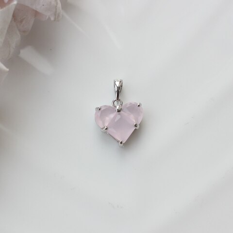 Подвеска Сердце с розовым фианитом, 14 мм, родий, П535