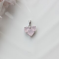 Подвеска Сердце с розовым фианитом, 14 мм, родий, П535