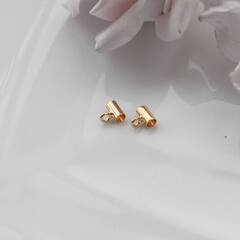 Трубочка с петелькой, спейсер, 5*3 мм, позолота, П605