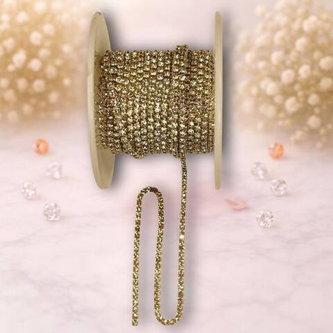 Цепь со стразами в бобине (2 мм) , серебро в серебряной оправе