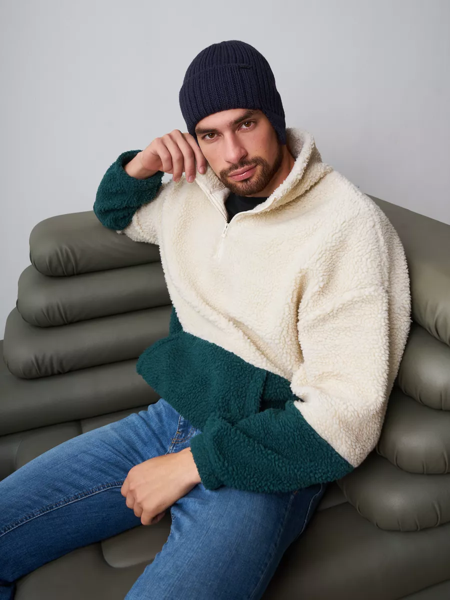 Шапка ушанка зимняя вязаная на флисе