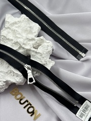 Молния металл, Riri, разъёмная 1 замок, на атласной тесьме, 4 мм,  цвет 2110, черный