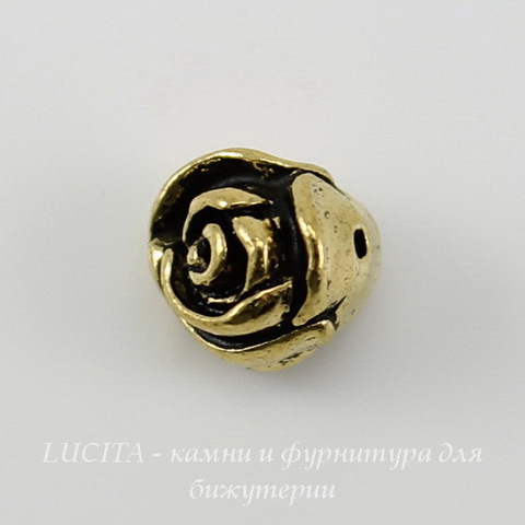 Бусина TierraCast "Роза" 8х7 мм (цвет-античное золото) ()