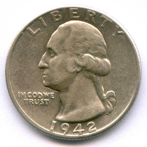 1/4 доллара 1942. США. Серебро XF