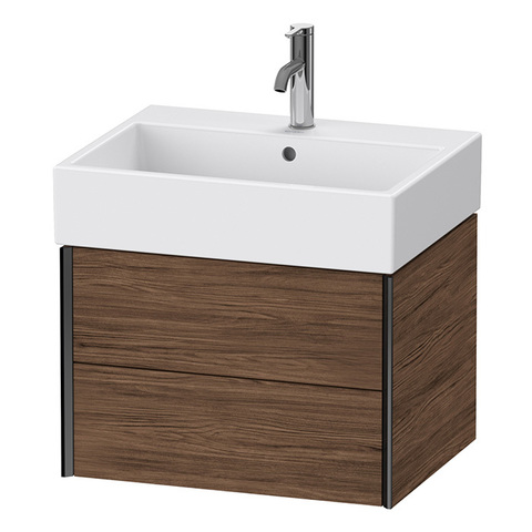 Duravit XViu Тумба подвесная 397x584x454мм, для раковины #235060, 2 ящика, цвет: walnut dark/черный матовый XV43340B221