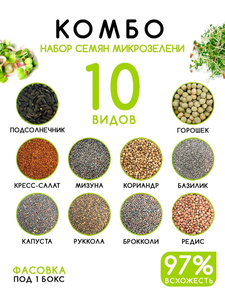 Семена микрозелени для проращивания и выращивания – купить за 323 ...