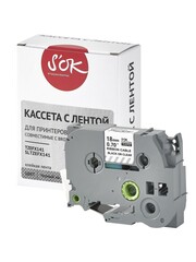 Кассета с лентой S'OK by Sakura Printing TZEFX141 для Brother,  черный на прозрачном, 18мм, 8м , наклейка