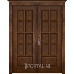 Купить Межкомнатная двустворчатая дверь массив ольхи Лондон 1 античный орех глухая