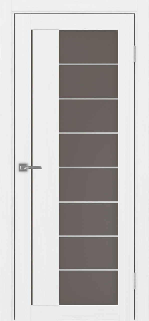 Дверь межкомнатная Оптима Порте Турин 524.22 АСС молдинг SC, цвет белый лед, экошпон, стекло бронза