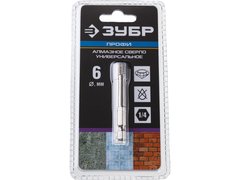 ЗУБР АВК, d 6 мм, (HEX 1/4?, 15 мм кромка), вакуумное алмазное трубчатое сверло, Профессионал (29865-06)