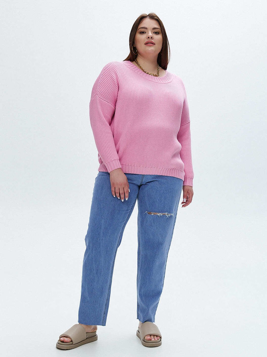 Джинсы с резом, голубой