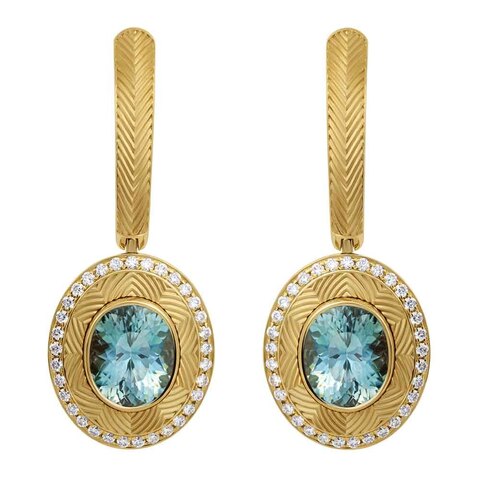 Серьги с цирконом и бриллиантами, E0084-6/14