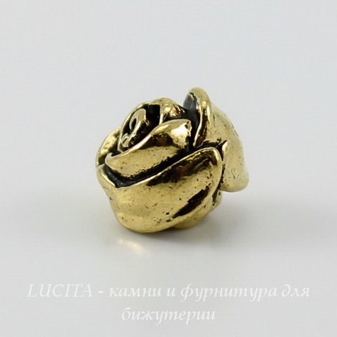 Бусина TierraCast "Роза" 8х7 мм (цвет-античное золото) ()