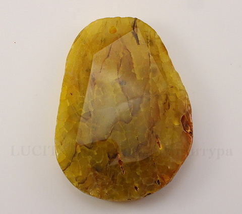 Подвеска Агат (тониров) (цвет - корчнево-горчичный) 56,5х40,6х8 мм №14
