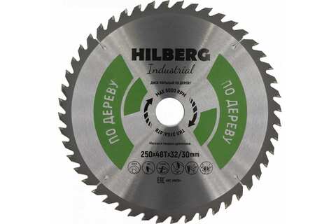 Диск пильный Industrial Дерево (250x32/30 мм; 48Т) Hilberg HW254