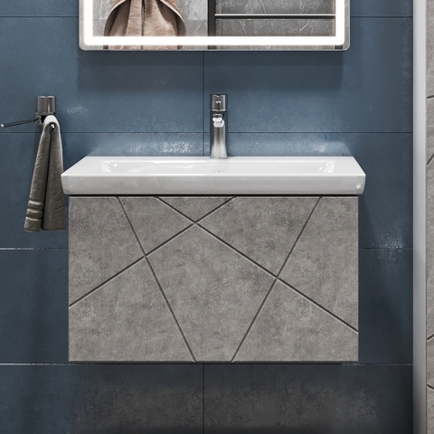Тумба под раковину Geometry 600-0-1 (Como) навесная бетон