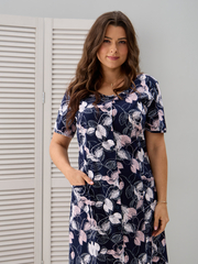 Халат Х-058/синий-розлистья