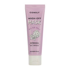 Consly Wonder Food Basil and Artichoke Refreshing Wash-off Mask маска для лица глиняная очищающая с экстрактом базилика и артишока для сужения пор