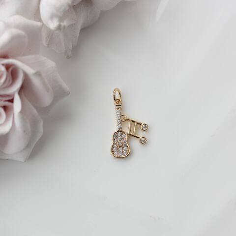 Подвеска Гитара и ноты с фианитами 19*12 мм, позолота, П569