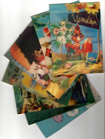 Набор из 7 стерео открыток СССР. Мультфильмы СССР и др.