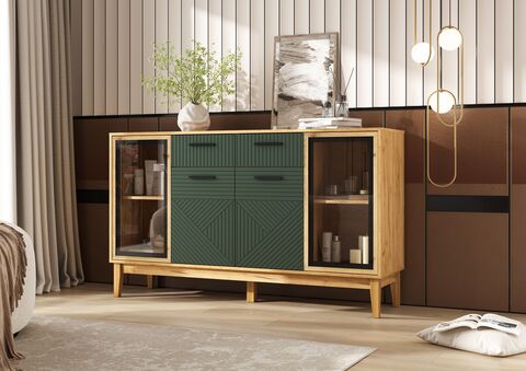 Флэш Комод (рамка AGT) (Браш Мени Грин, Дуб Крафт)