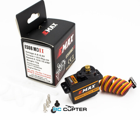 Сервопривод EMAX ES08MD II (1.6-2.0 кг/см, 0.12-0.10 сек/60°, 13г) Mini For RC Model