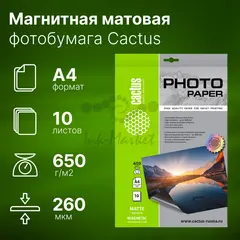 Фотобумага Cactus CS-MMA465010 A4/650г/м2/10л./белый матовое/магнитный слой для струйной печати — фото 6