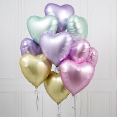 Букет шаров «Фольгированные Сердца Нежных Оттенков»