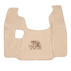 Ковры SCANIA 5 серии G (механика), (экокожа, бежевый, бежевый кант, коричневая вышивка)