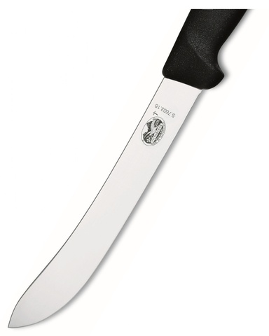 Нож кухонный Victorinox Butchers Safety Nose (5.7603.18L) стальной разделочный для мяса лезв.180мм черный блистер