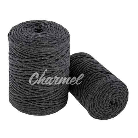 Anthracite cotton cord 3 mm