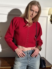 Красный вязаный кардиган MINI CLOSET