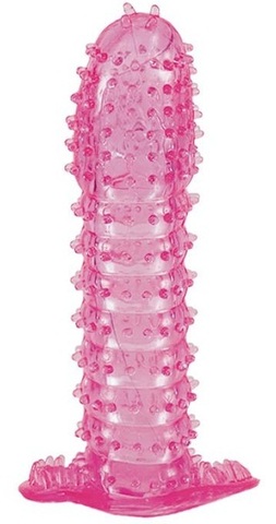 Гелевая розовая насадка с шипами - 12 см. - Toyfa Basic Basic 818014-3