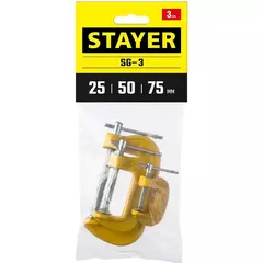 STAYER SG-3, 25-50-75 мм, 3 шт, набор чугунных струбцин G (3212-H3)