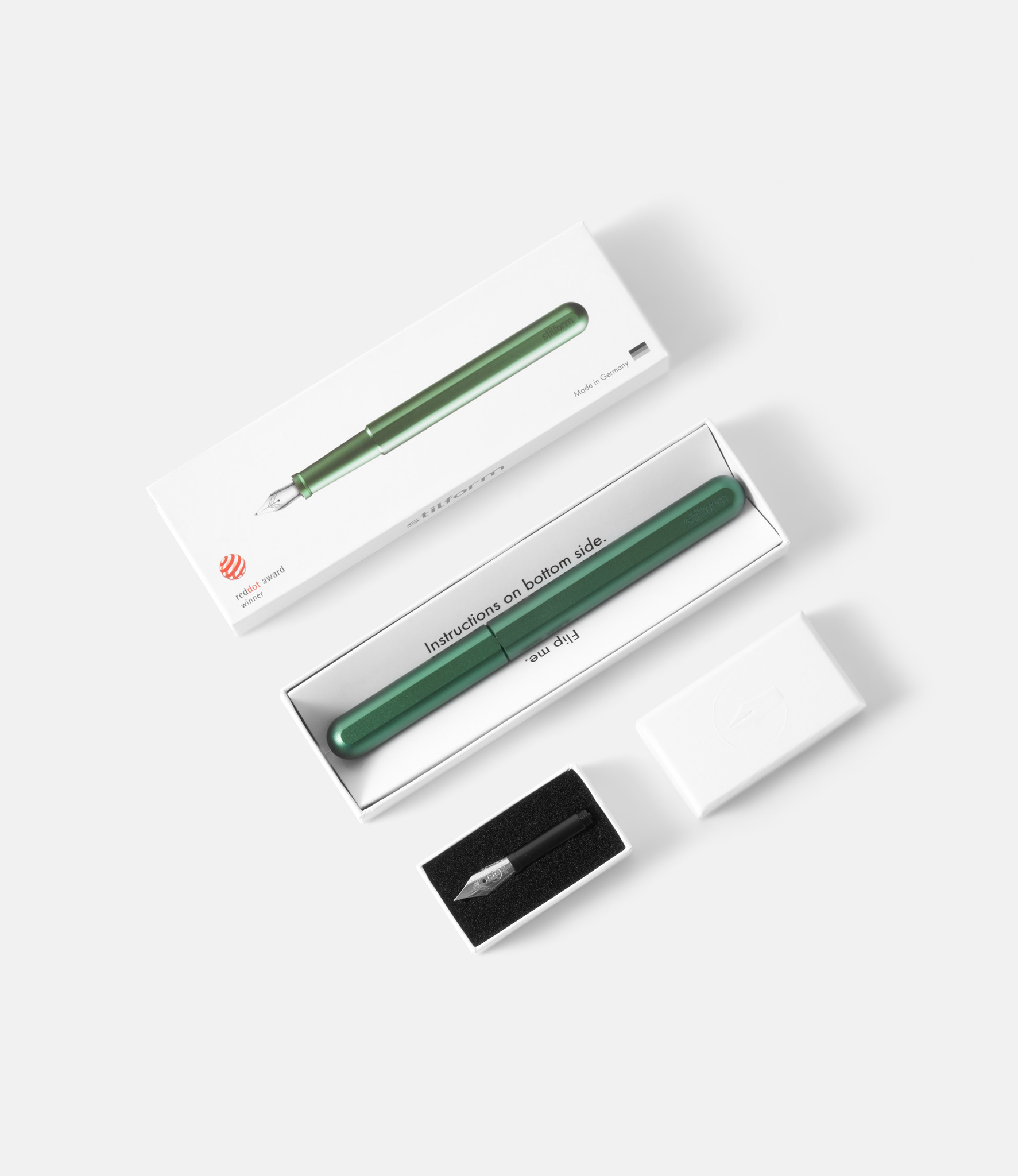 Stilform Ink Aurora Green — перьевая ручка из алюминия