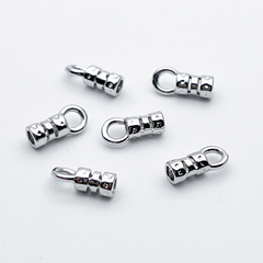 Концевик для шнура, цвет серебро (родий), размер 9,2*3,3 мм, внутренний диаметр 2 мм, цена за набор 2 шт