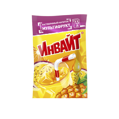 Растворимый напиток ИНВАЙТ Мультифрукт  1кор*6бл*24шт,12гр