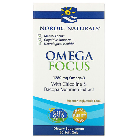 Nordic Naturals, Omega Focus, 1280 мг, 60 мягких желатиновых капсул