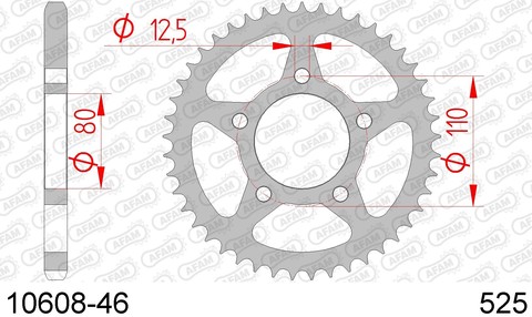 10608-46 звезда задняя HONDA XRV 750 (ведомая) стальная , 525, AFAM (JTR1332.46)