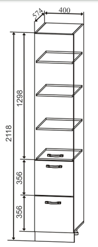 Кухня Тренто пенал 400 с ящиками