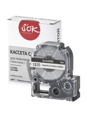 Кассета с лентой S'OK by Sakura Printing K4SBE для Epson , черный на серебрянном мате, 12мм, 8м