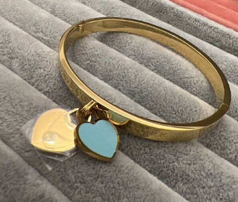 Браслет Tiffany с голубым сердцем золото